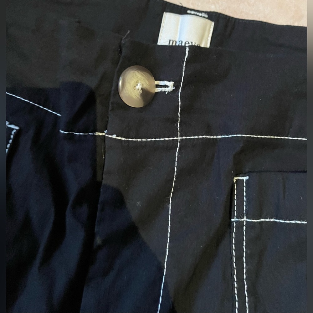 Maeve Anthropologie Women’s Colette Crop Wide Leg Pants Black Pockets 16W - Picture 8 of 12